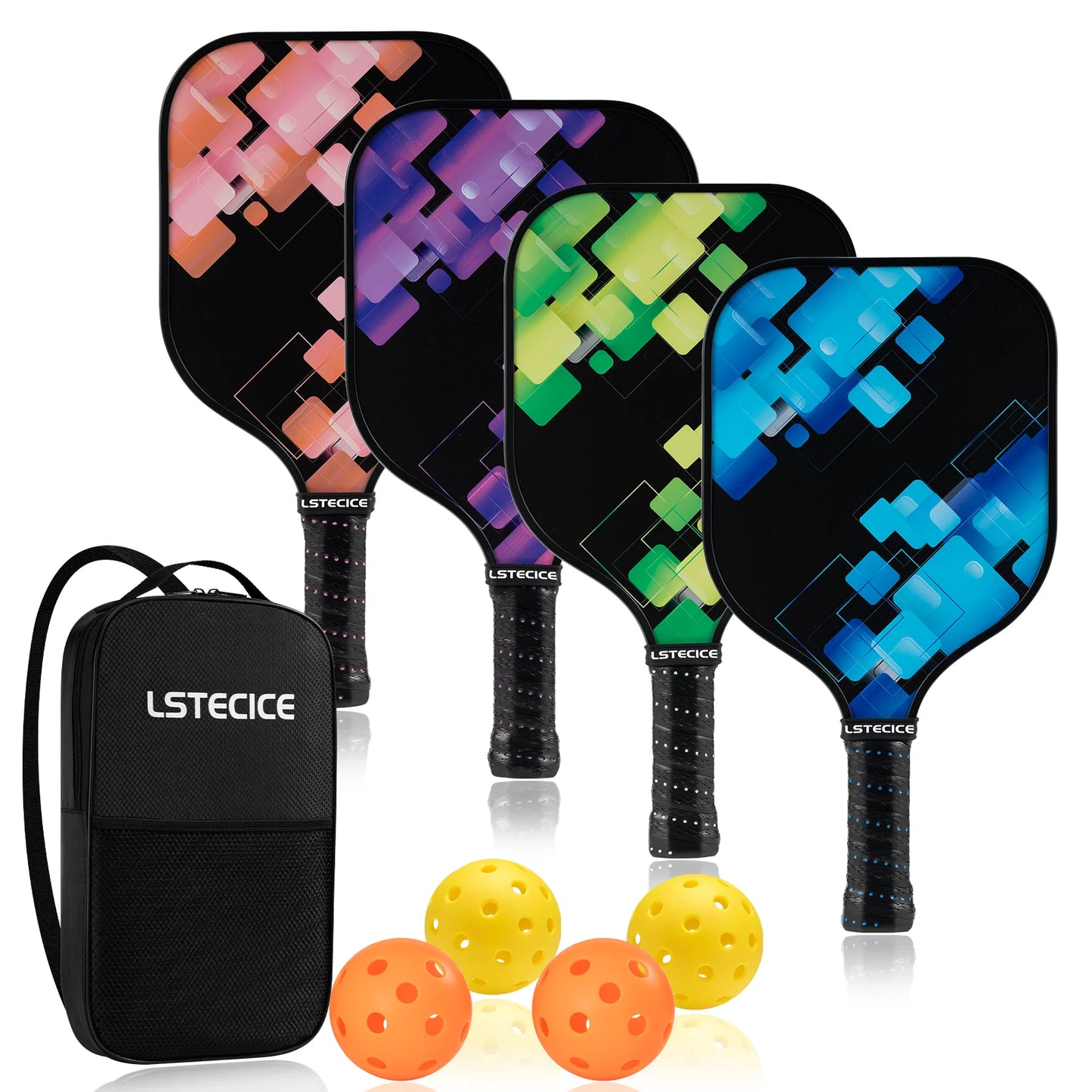 Pickleball Paddles, Fiberglass Surface Polymer Core Pickleball Set of 4, with Portable Case