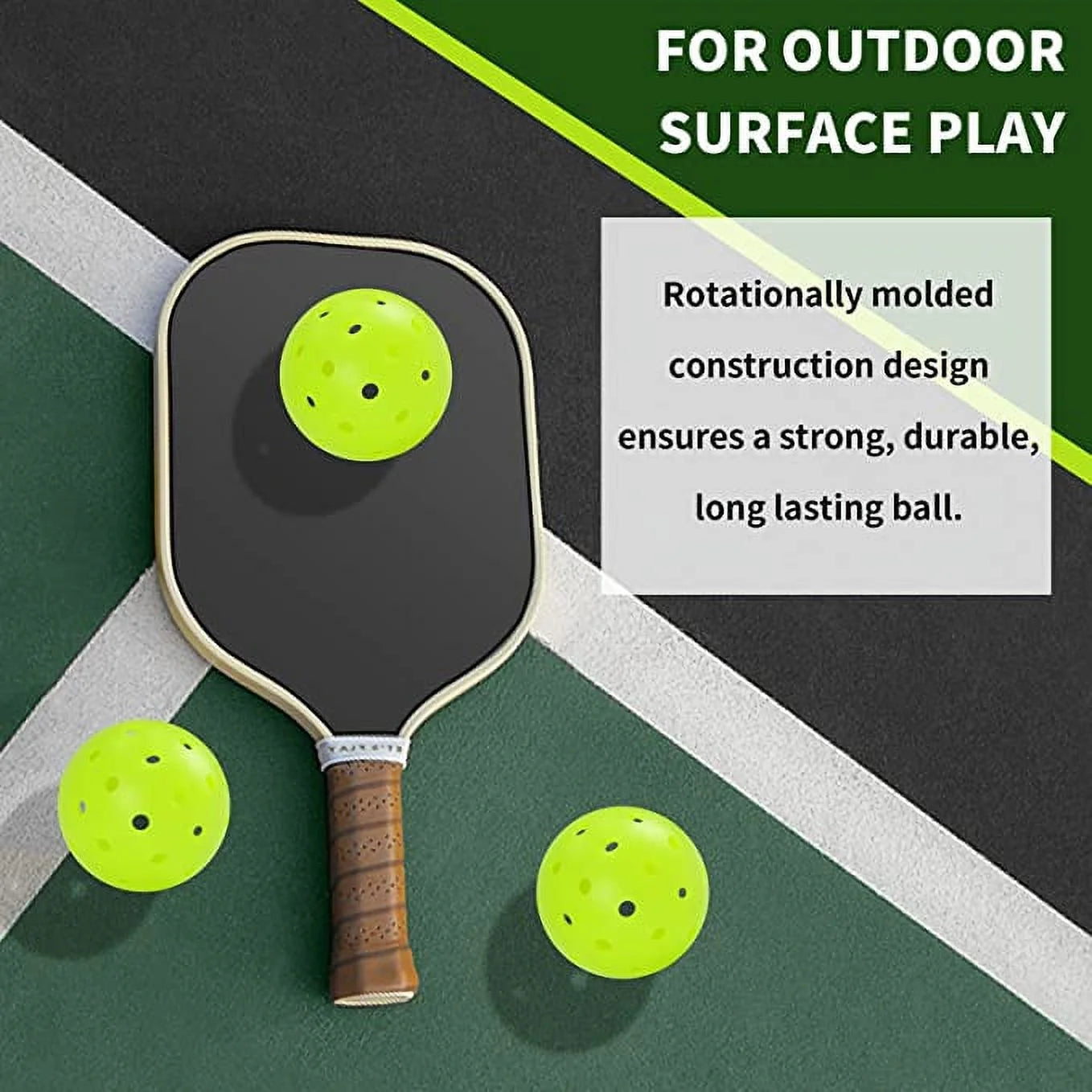 Sportic USA Outdoor & Indoor Pickleball Balls, Green, 30 Count