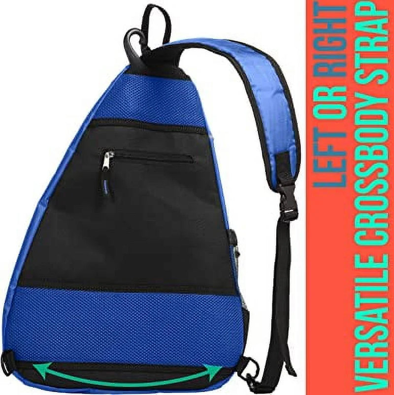 Sling Bag - Crossbody Backpack for Pickleball, Tennis, Racketball, and Travel for Men and Women (Blue)