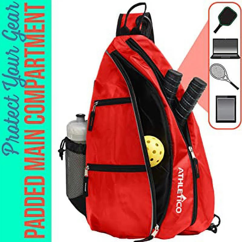 Sling Bag - Crossbody Backpack for Pickleball, Tennis, Racketball, and Travel for Men and Women (Red)