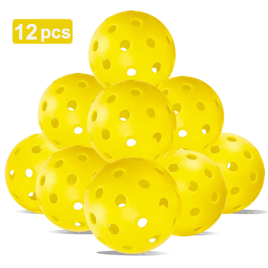 12 Pack Pickleballs, 40 Holes Outdoor Pickleball Balls for Outdoor Sanctioned Tournament, Training Practice Pickle Ball, High Visibility & Durable (Yellow)