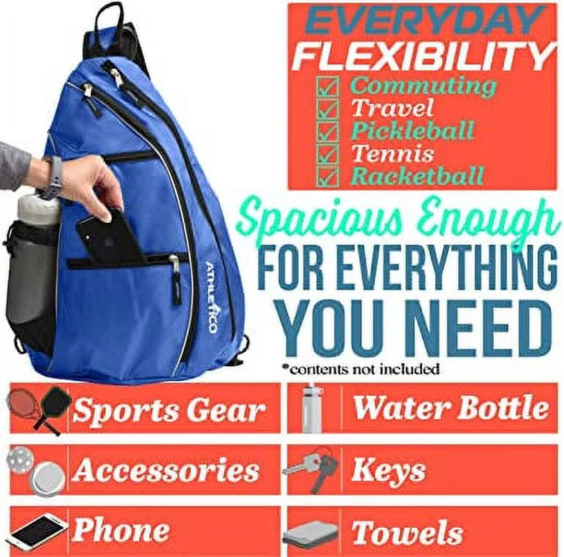 Sling Bag - Crossbody Backpack for Pickleball, Tennis, Racketball, and Travel for Men and Women (Blue)