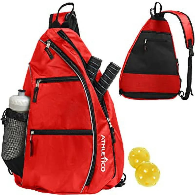 Sling Bag - Crossbody Backpack for Pickleball, Tennis, Racketball, and Travel for Men and Women (Red)