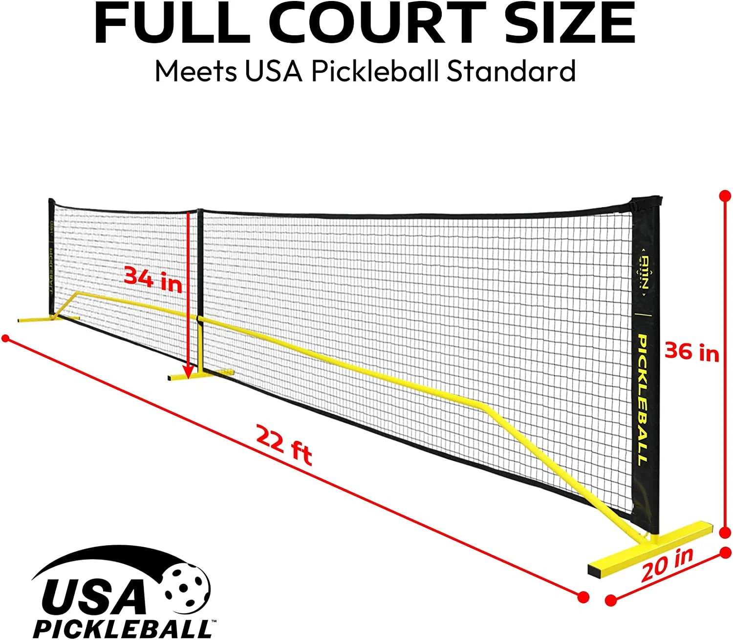 Portable Pickleball Net with Carrying Bag, PE/ Metal, 22Ft