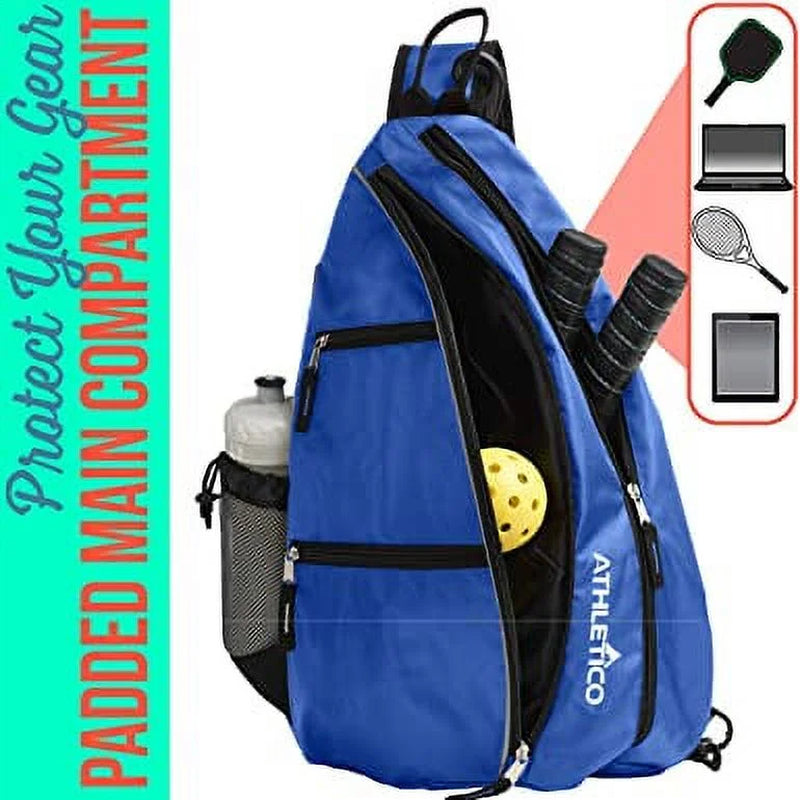 Sling Bag - Crossbody Backpack for Pickleball, Tennis, Racketball, and Travel for Men and Women (Blue)