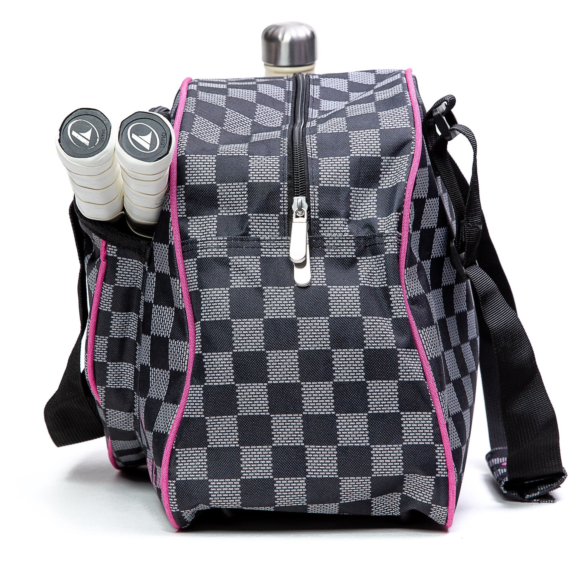 Pik’Le’Ball Women’S Premium Pickleball Bag. the Original Pickleball Tote. Water Bottle Holder, Racquet/Paddle Case, Fits More than 2 Paddles. Athletic Bag, Sling Bag (Pink Checkers)