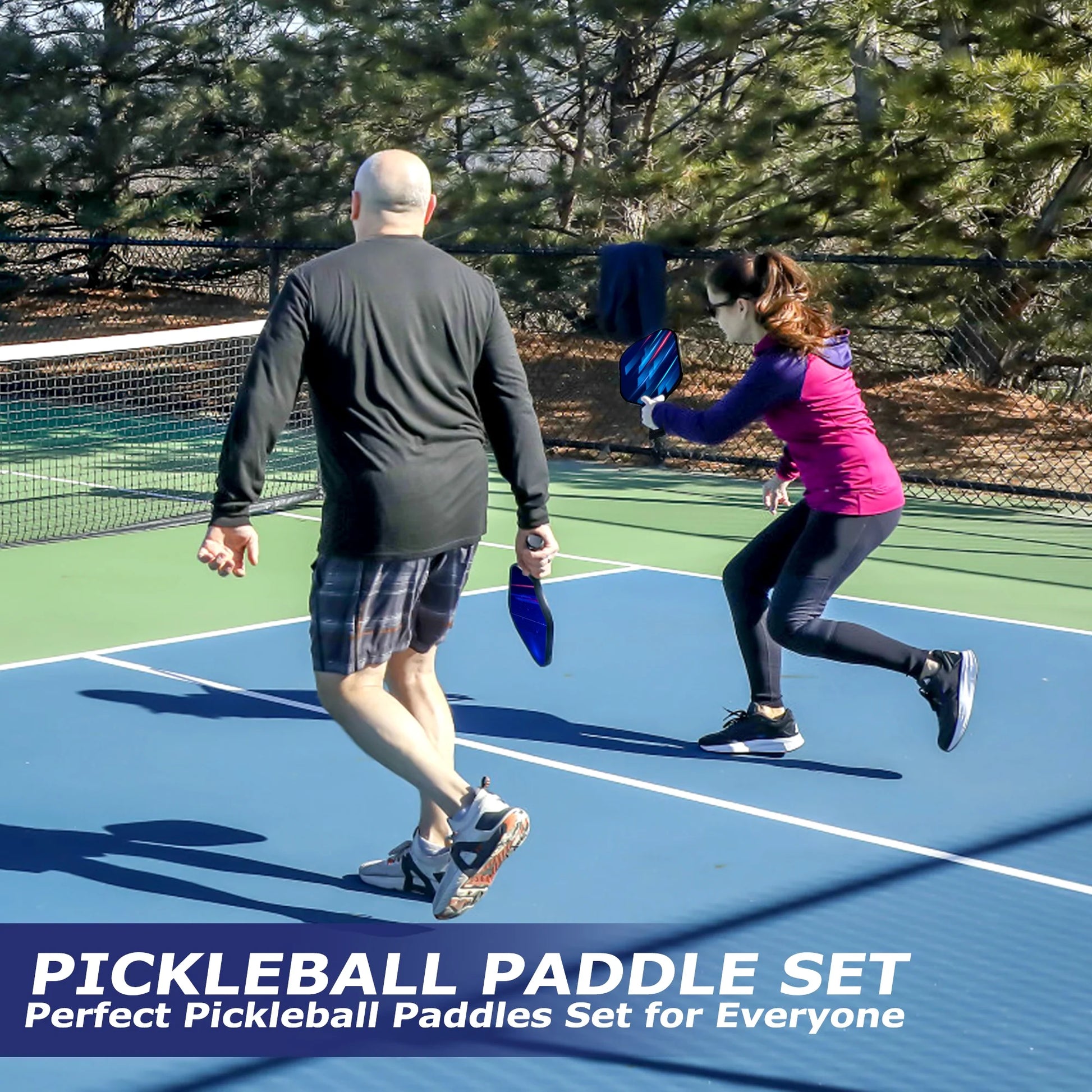 Pickleball Paddles Set, 2 Pickle Ball Rackets with 4 Balls, Lightweight, USAPA Approved