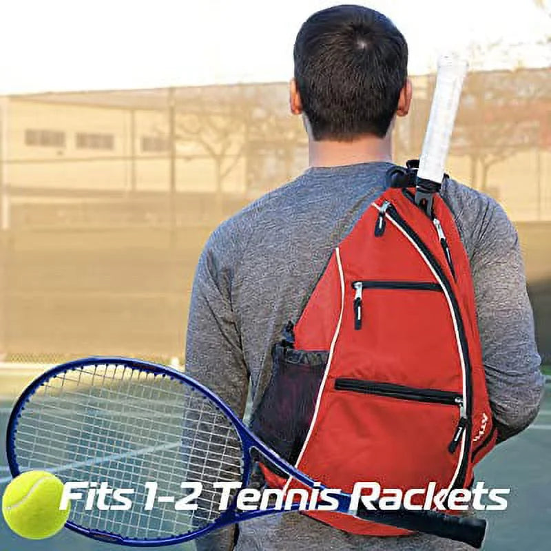 Sling Bag - Crossbody Backpack for Pickleball, Tennis, Racketball, and Travel for Men and Women (Red)