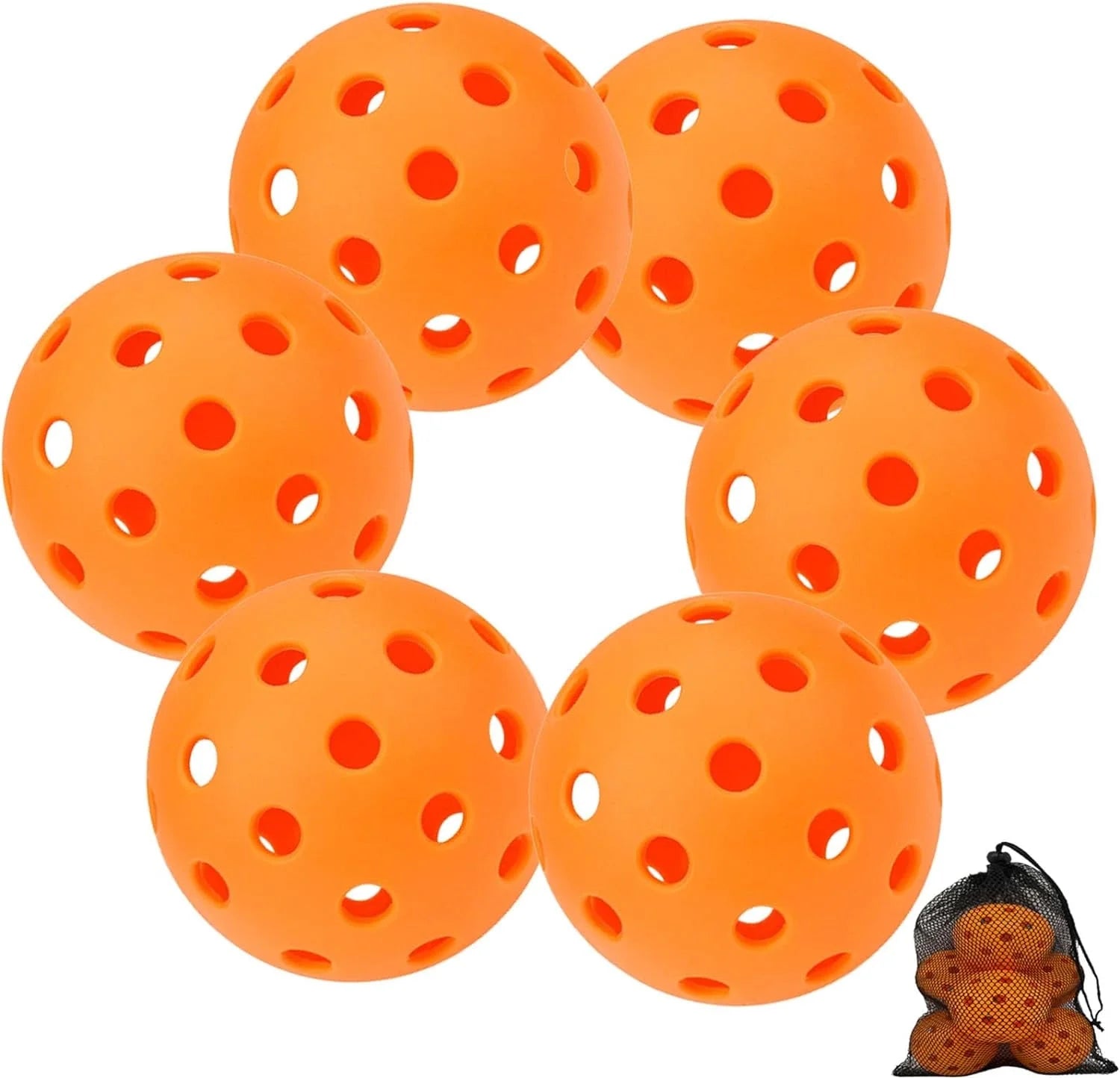 Outdoor Pickleball Balls, PP Orange, 6 Count