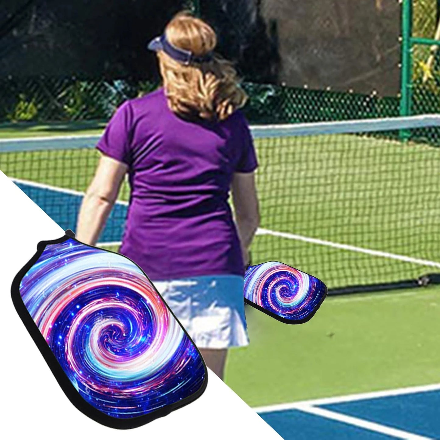 Neoprene Pickleball Paddle Cover Pickleball Protection Zipper Rackets Sleeve Colored Swirl