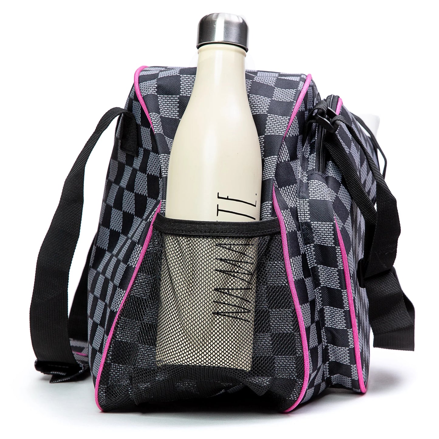 Pik’Le’Ball Women’S Premium Pickleball Bag. the Original Pickleball Tote. Water Bottle Holder, Racquet/Paddle Case, Fits More than 2 Paddles. Athletic Bag, Sling Bag (Pink Checkers)