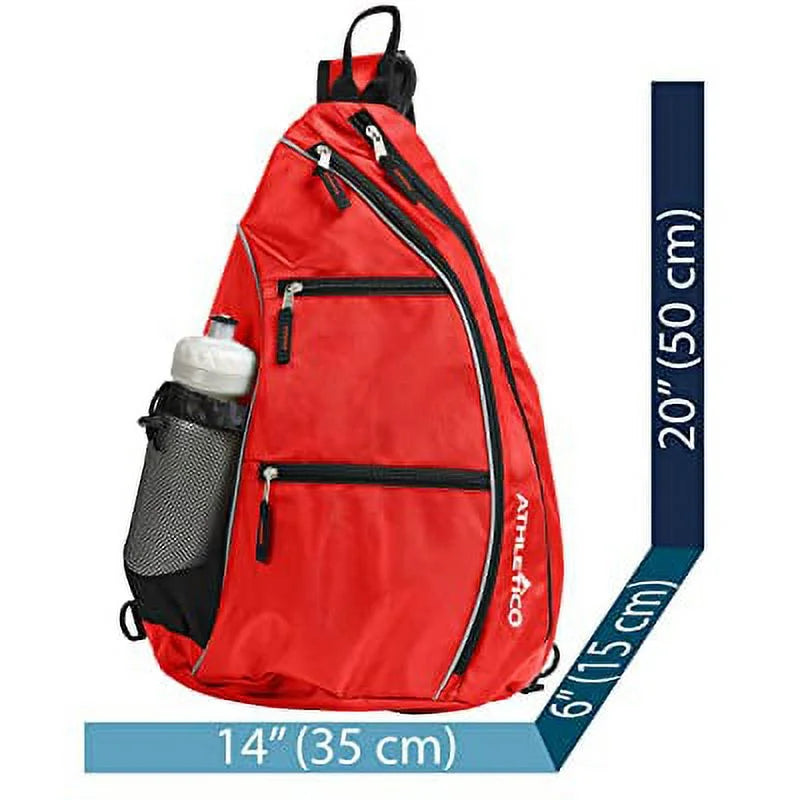 Sling Bag - Crossbody Backpack for Pickleball, Tennis, Racketball, and Travel for Men and Women (Red)