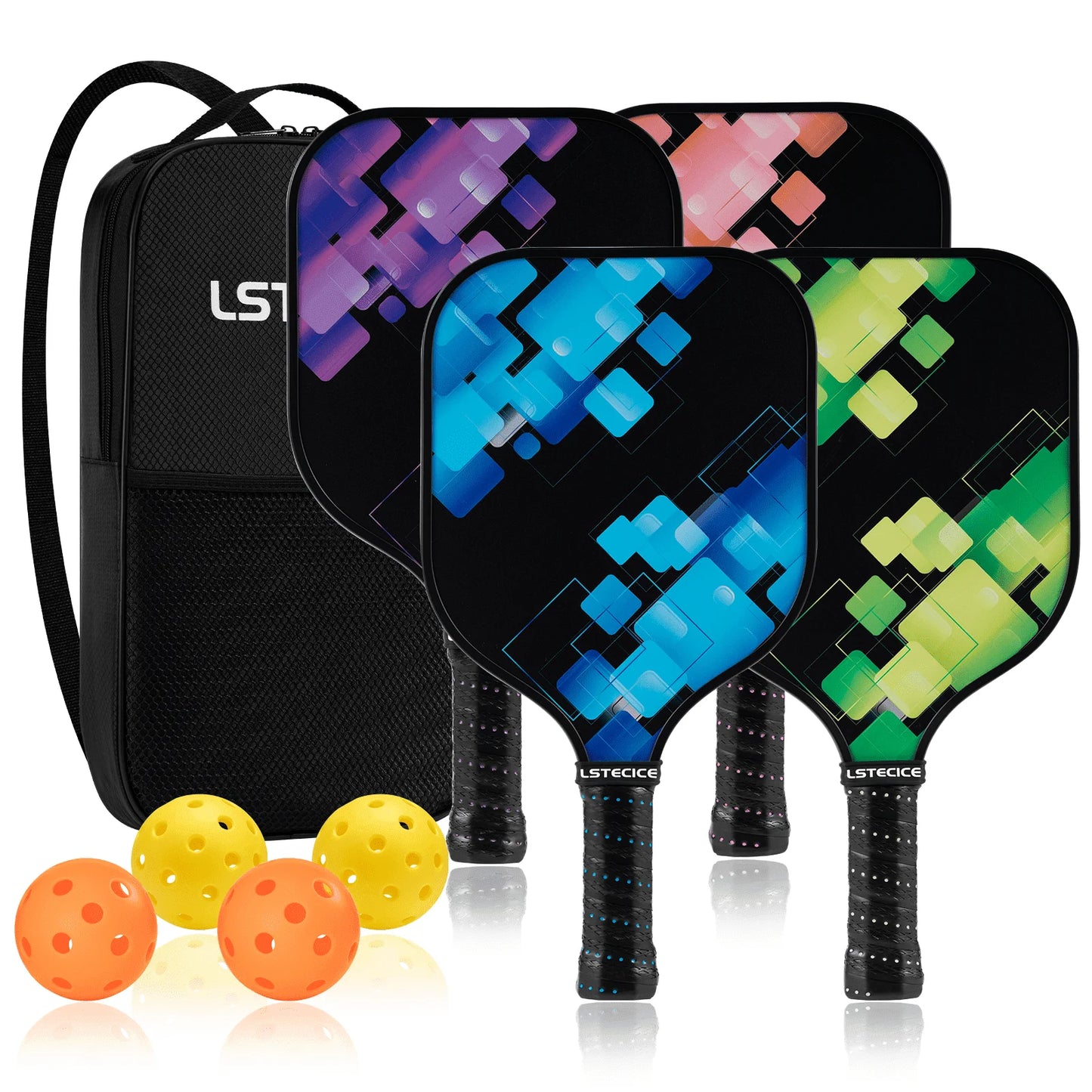 Pickleball Paddles, Fiberglass Surface Polymer Core Pickleball Set of 4, with Portable Case