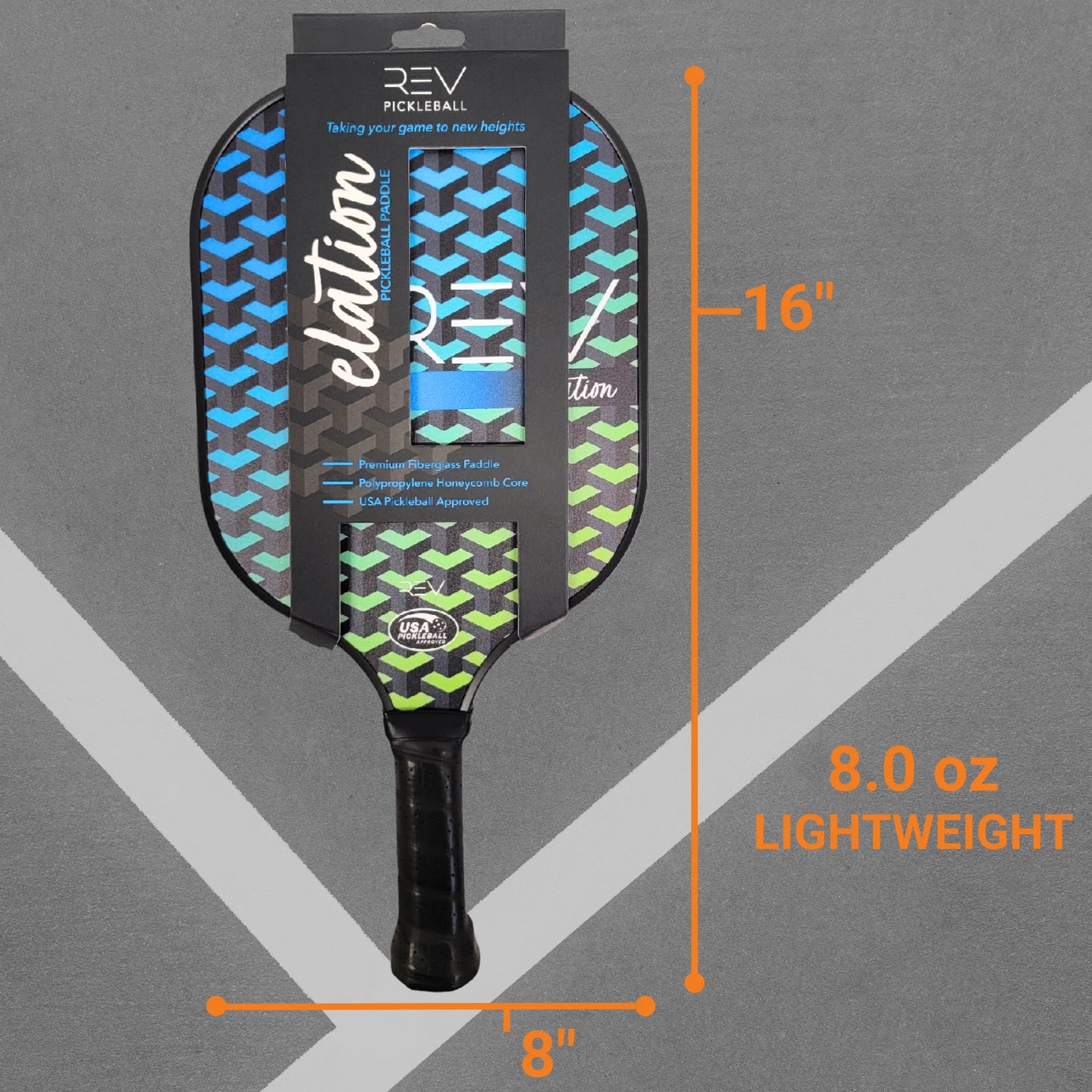 Pickleball Paddles - Pickleball Racket - Honeycomb Core - Fiberglass Face - Elation - Green